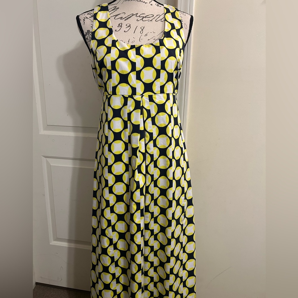 Yellow and Cream Maxi Sundress with Scoop Neck